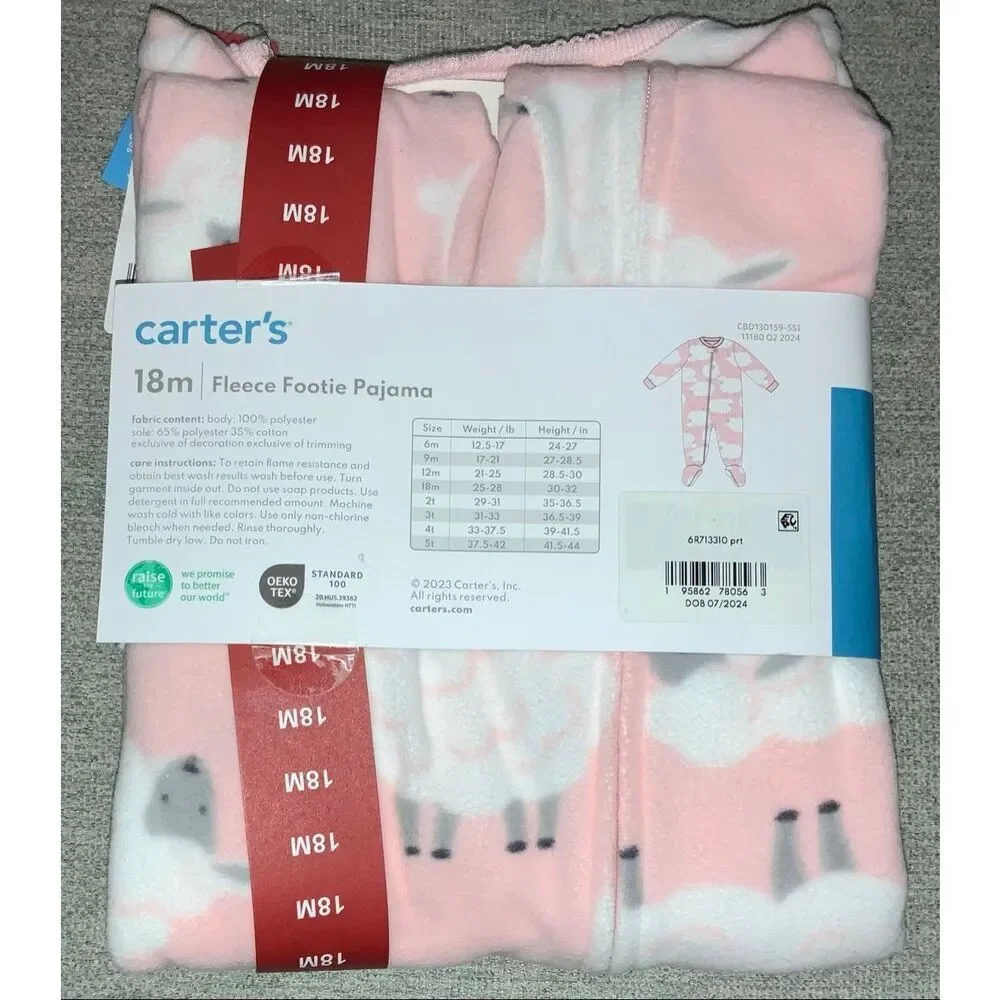 Carter’s zip up flannel pajamas size 18 mos